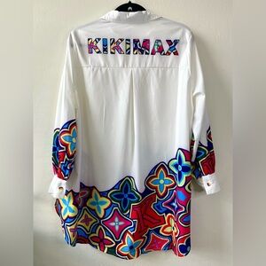 LAST CHANCE SALE! Lace White Tunic Colorful Floral Mosaic Tile Kikimax Blouse